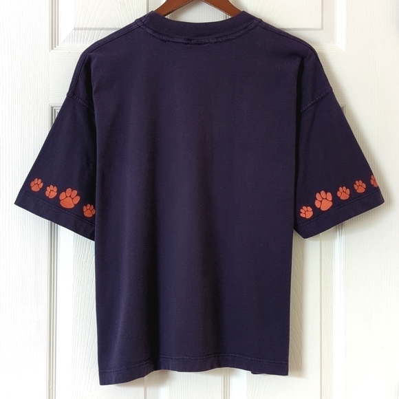 Russell 90's Vintage Making Tracks Paw Prints Short Sleeve Crewneck Tee Navy L - Picture 11 of 12
